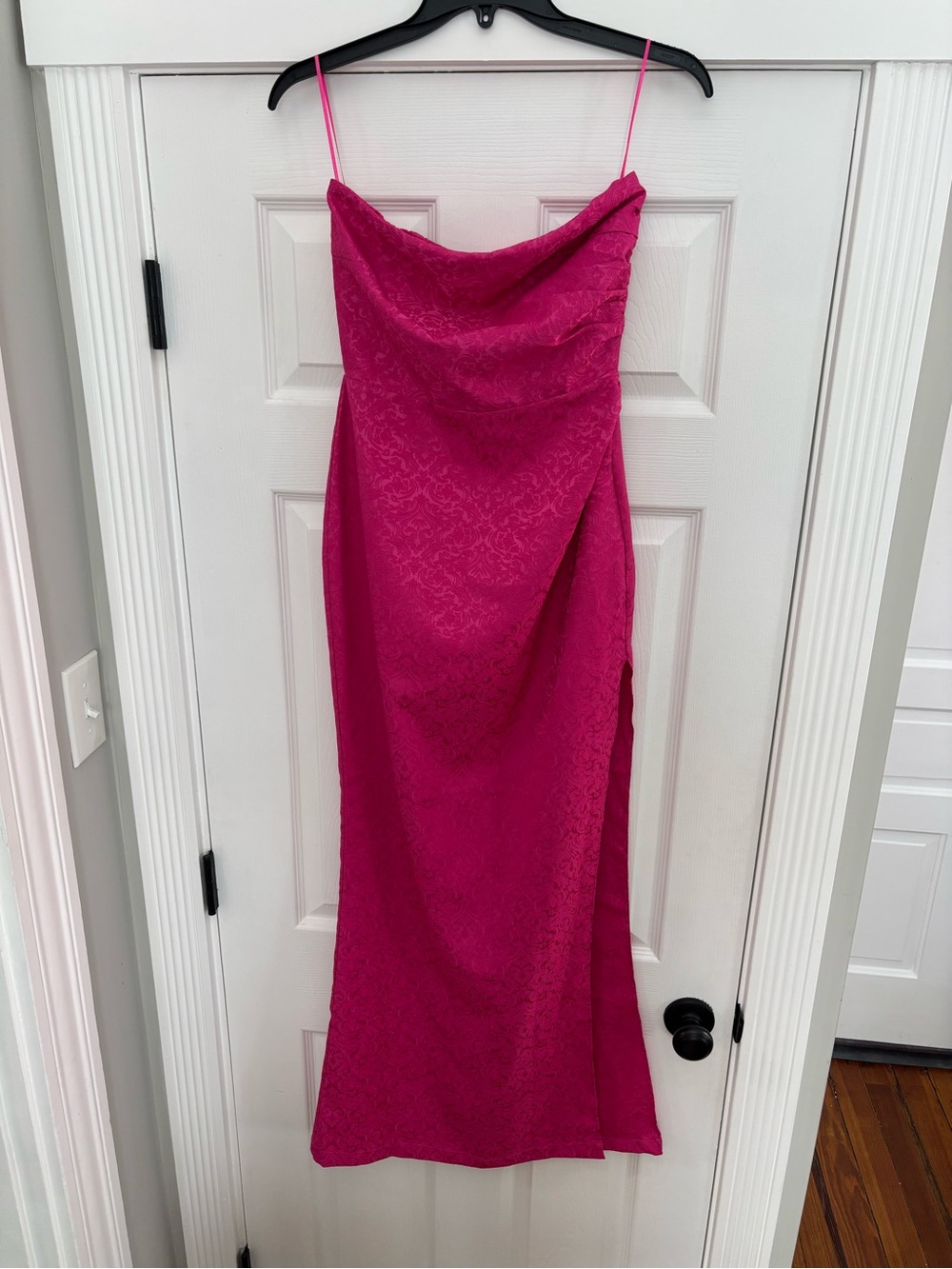 Fate Hot Pink Satin Jacquard Midi Dress Size Small NWT